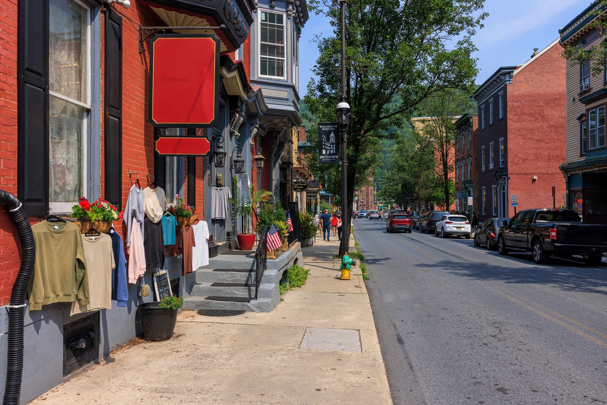 Colorful storefront display on a main street
